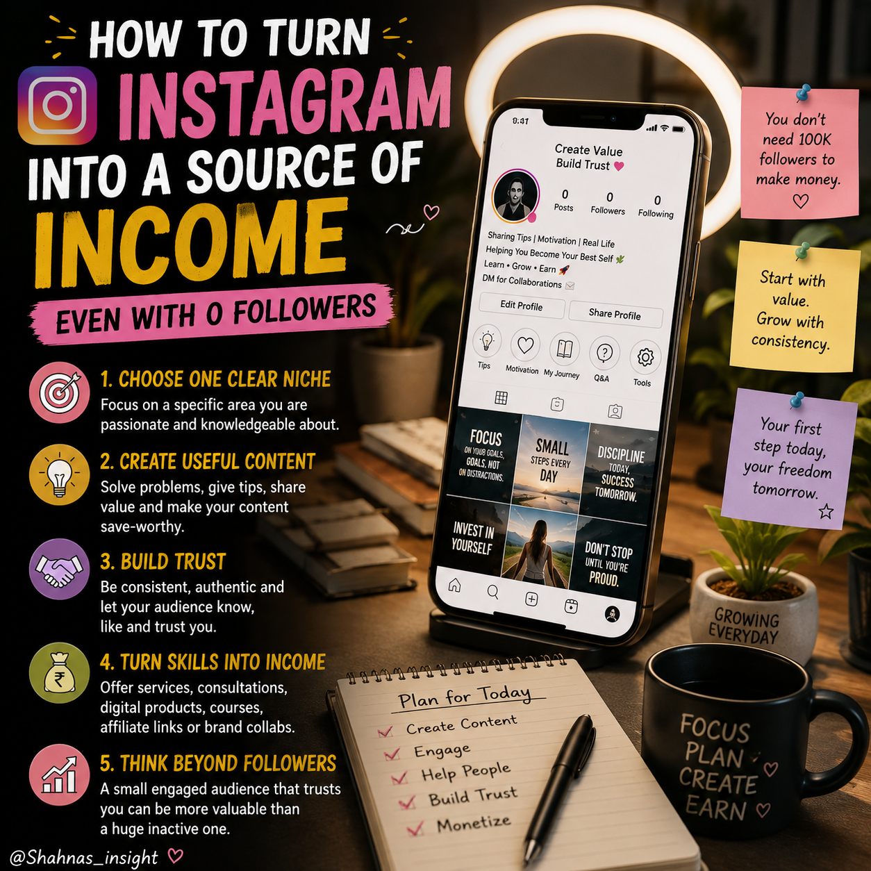 How to turn instagram into source of income -even with 0 followers